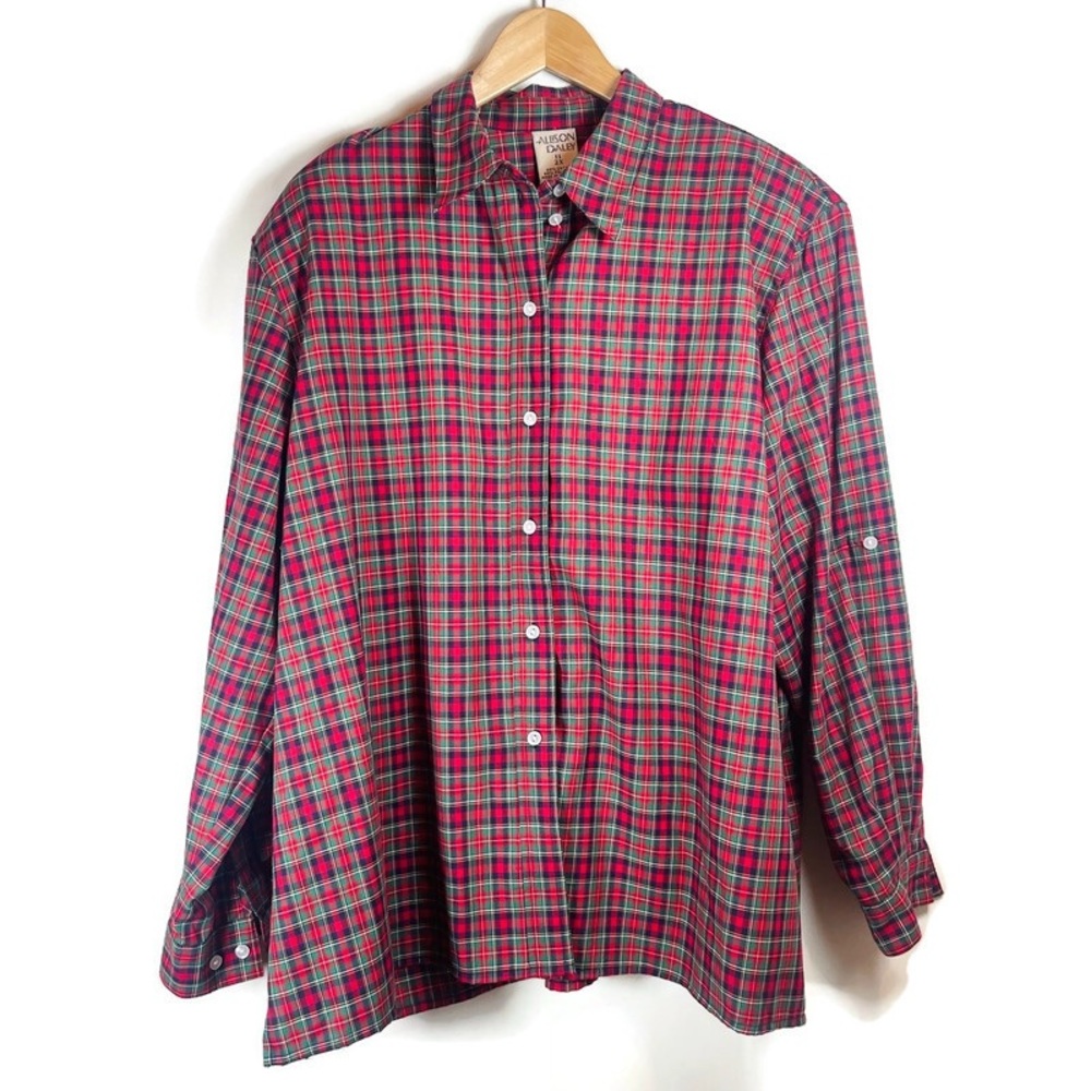 Vintage Allison Daley Plaid Button Down‎ Shirt, Women's Plus Size 2X